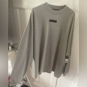 NWT Fear of God Essentials Light Grey LS tee XL